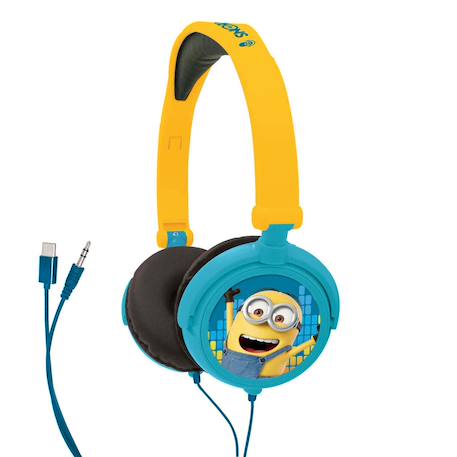 Casque stéréo filaire pliable avec limitation de volume d'écoute les minions MULTICOLORE 1 - vertbaudet enfant 