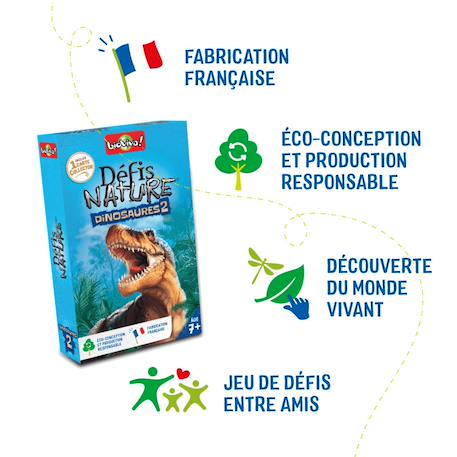 Jeu de cartes défis nature - dinosaures 2 - fabriqué en france MULTICOLORE 6 - vertbaudet enfant 