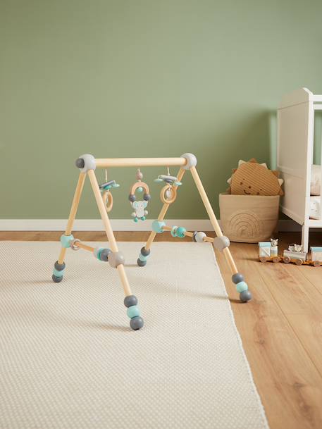 Arche d’éveil bois bébé, réglable en hauteur Bleu+Bleu / orange+Orange / vert+Rouge 2 - vertbaudet enfant 