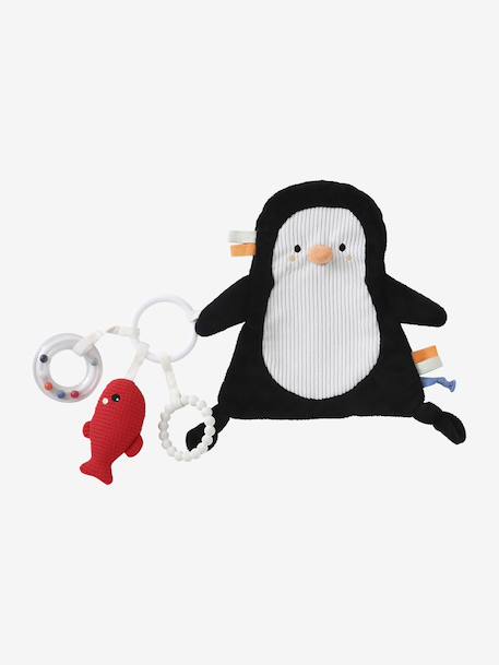 Doudou plat pingouin personnalisable et hochet BANQUISE blanc 5 - vertbaudet enfant 