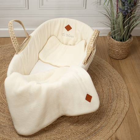 Habillage de couffin en gaze de coton jeanne Beige+Blanc+Bleu+Camel+Écru+Gris clair+Rose+Terracotta+Vert de gris 22 - vertbaudet enfant 
