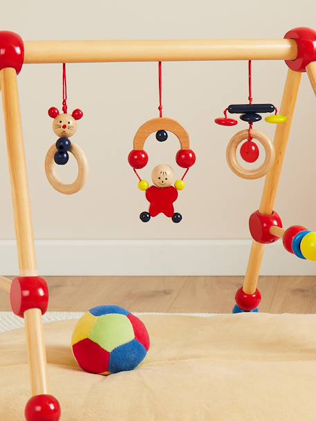 Arche d’éveil bois bébé, réglable en hauteur Bleu+Bleu / orange+Orange / vert+Rouge 20 - vertbaudet enfant 