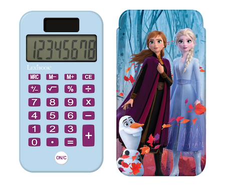Fille-Accessoires-Fourniture scolaire-Calculatrice de Poche Reine des neiges avec Couvercle de Protection, Fonctions Classiques et évoluées, à Piles et Solaire