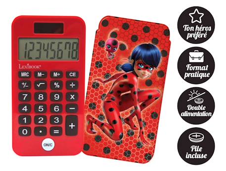 Calculatrice de Poche Miraculous avec Couvercle de Protection, Fonctions Classiques et évoluées, à Piles et Solaire Rouge 2 - vertbaudet enfant 