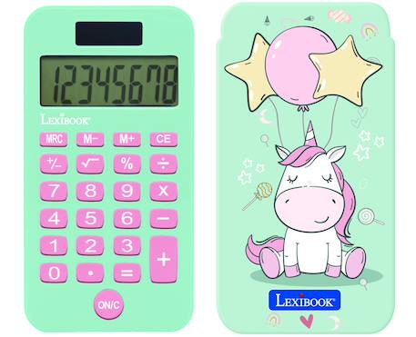Calculatrice de Poche Licorne avec Couvercle de Protection, Fonctions Classiques et évoluées, à Piles et Solaire Bleu 1 - vertbaudet enfant 