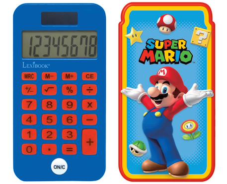 Fille-Accessoires-Fourniture scolaire-Calculatrice de Poche Super Mario avec Couvercle de Protection, Fonctions Classiques et évoluées, à Piles et Solaire