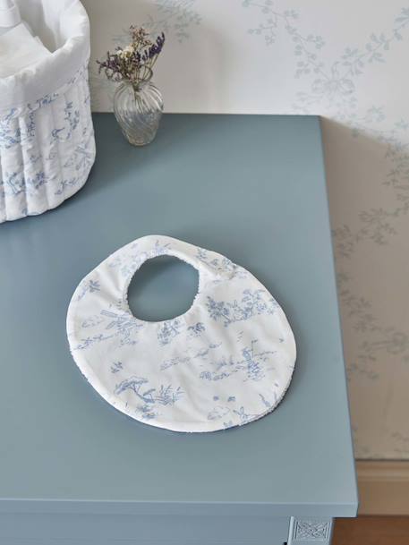 Bavoir percale de coton biologique Jouy bleu 1 - vertbaudet enfant 