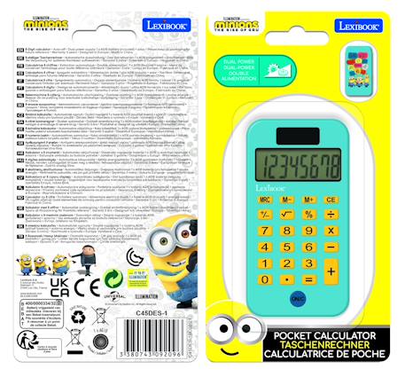 Calculatrice de Poche Minions avec Couvercle de Protection, Fonctions Classiques et évoluées, à Piles et Solaire Bleu 6 - vertbaudet enfant 