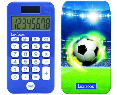 Fille-Accessoires-Fourniture scolaire-Calculatrice de Poche Football avec Couvercle de Protection, Fonctions Classiques et évoluées, à Piles et Solaire