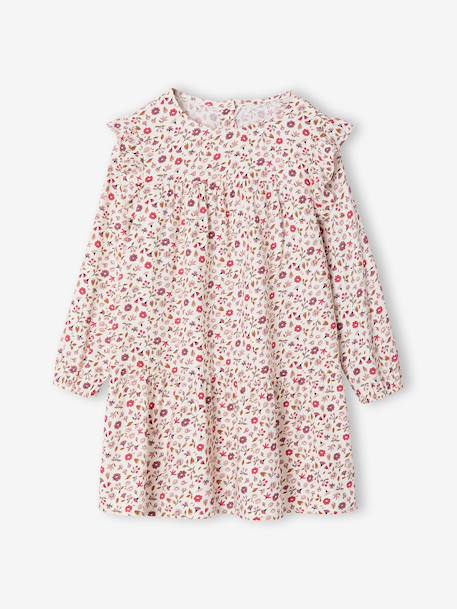 Robe imprimée à volants fille écru+marine+vanille+vert sauge 2 - vertbaudet enfant 