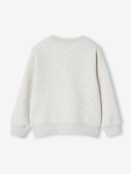 Sweat garçon col rond motif placé blanc chiné+bleu nuit+kaki 4 - vertbaudet enfant 