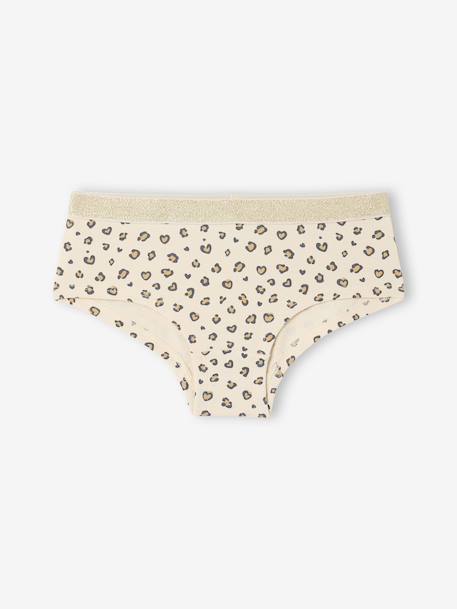 Lot de 5 Shorties Léopard et Love Fille écru 2 - vertbaudet enfant 