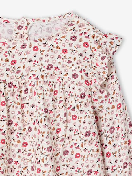 Robe imprimée à volants fille écru+marine+vanille+vert sauge 4 - vertbaudet enfant 