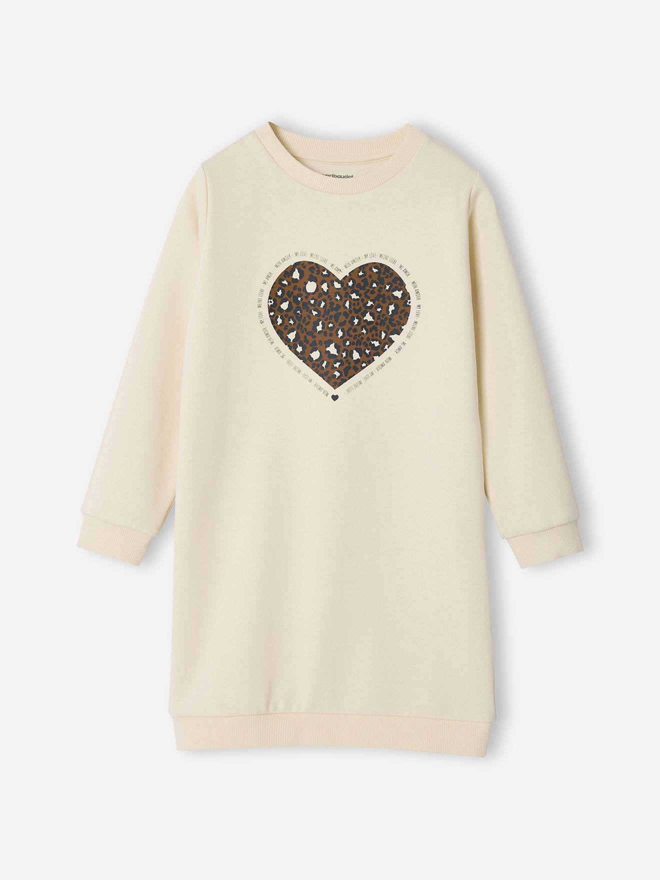 Robe Molleton à Capuche Vertbaudet Fille - Conférable, Manches Longues, Motifs Glitter Ou Broderies