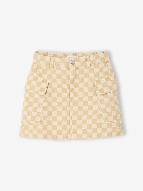 Jupe fille à carreaux carreaux jaune 1 - vertbaudet enfant 