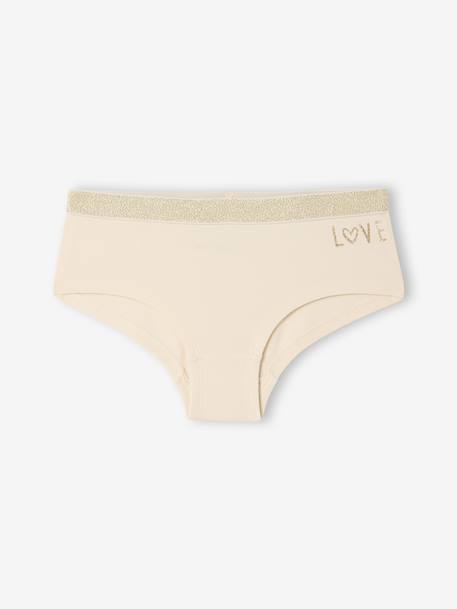 Lot de 5 Shorties Léopard et Love Fille écru 5 - vertbaudet enfant 