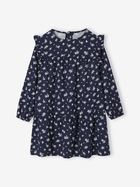 Robe imprimée à volants fille marine+vanille+vert sauge 1 - vertbaudet enfant 
