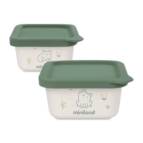 Set de hermétiques en matériau bio naturset 2 frog Vert 1 - vertbaudet enfant 