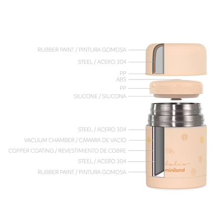 Thermos 600ml Beige+Rose 2 - vertbaudet enfant 