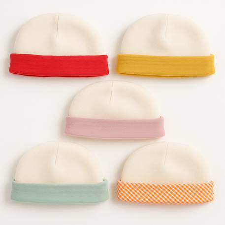 Bonnet de naissance en coton bio Fraise+Honey+Rose+Vert+Vichy 24 - vertbaudet enfant 