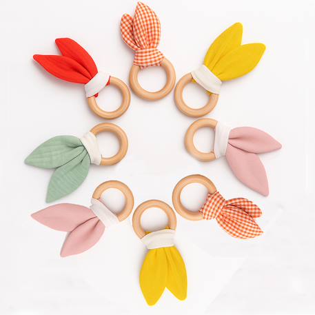 Anneau de dentition en coton bio Fraise+Honey+Rose+Vert+Vichy 24 - vertbaudet enfant 