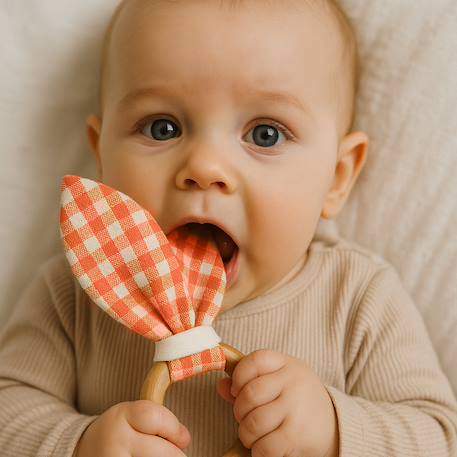Anneau de dentition en coton bio Fraise+Honey+Rose+Vert+Vichy 28 - vertbaudet enfant 