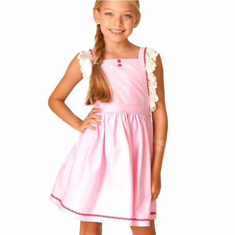 Robe cérémonie bohème   avec fine dentelle  lili Rose bonbon rose fuchsia 6 - vertbaudet enfant 
