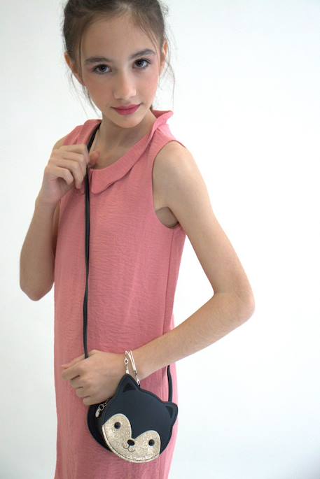 Sac bandoulière gaspard le chaton Gris+Noir+Rose 6 - vertbaudet enfant 