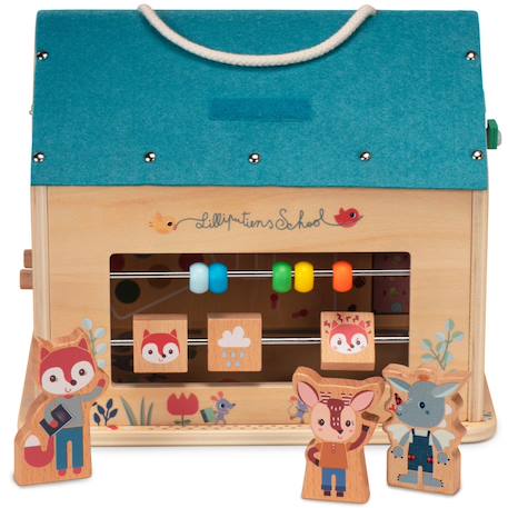 Jeu d'activités en bois ma première école Beige, bleu, orange 1 - vertbaudet enfant 