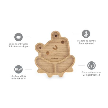 Assiette ventouse avec compartiments - Grenouille Bois 2 - vertbaudet enfant 