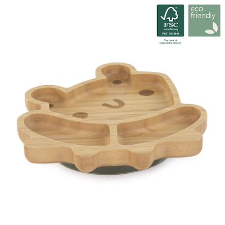 Assiette ventouse avec compartiments - Grenouille Bois 1 - vertbaudet enfant 