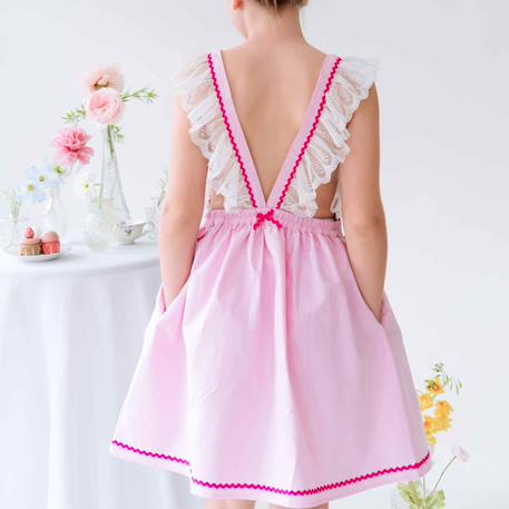Robe cérémonie bohème   avec fine dentelle  lili Rose bonbon rose fuchsia 2 - vertbaudet enfant 