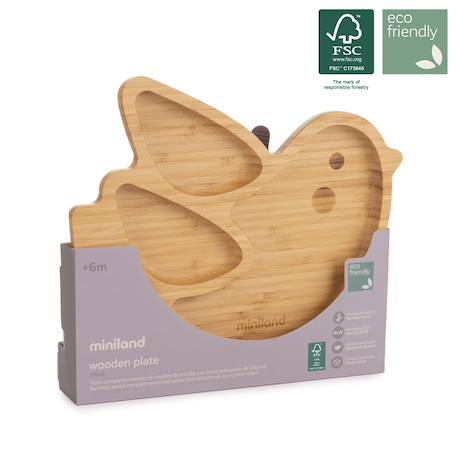 Assiette ventouse avec compartiments - Oiseau Bois 3 - vertbaudet enfant 
