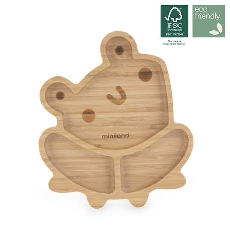 Assiette ventouse avec compartiments - Grenouille Bois 4 - vertbaudet enfant 
