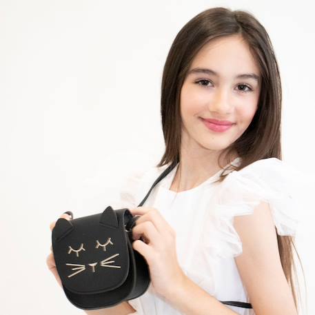 Sac bandoulière mina le chat Noir+Rose 3 - vertbaudet enfant 