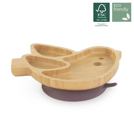 Assiette ventouse avec compartiments - Oiseau Bois 1 - vertbaudet enfant 