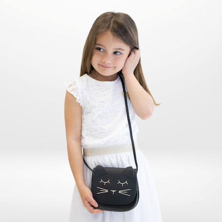 Sac bandoulière mina le chat Noir+Rose 2 - vertbaudet enfant 
