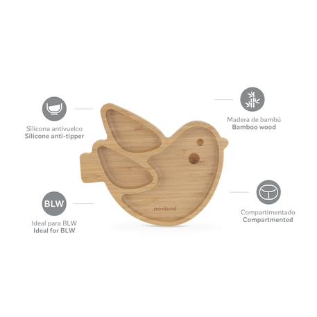 Assiette ventouse avec compartiments - Oiseau Bois 2 - vertbaudet enfant 