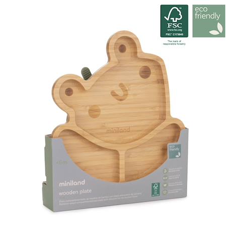 Assiette ventouse avec compartiments - Grenouille Bois 3 - vertbaudet enfant 