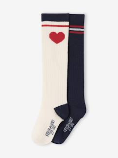 -Lot de 2 paires de chaussettes hautes fille