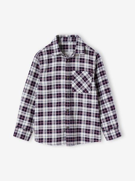 Chemise flanelle à carreaux garçon carreaux bleu 2 - vertbaudet enfant 