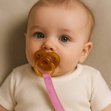Attache tétine en coton bio Blanc+Fraise+Honey+Rose+Vert+Vichy 22 - vertbaudet enfant 