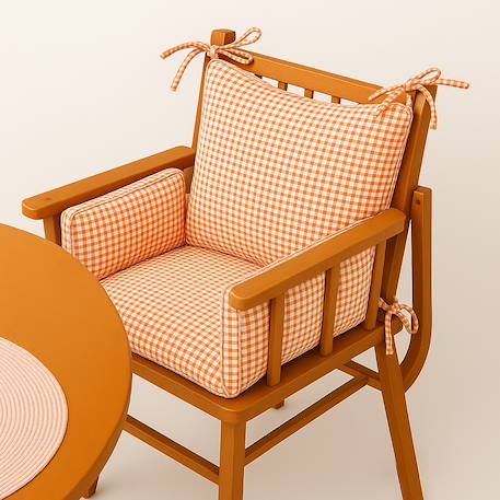 Coussin de chaise haute en coton bio Blanc+Fraise+Honey+Rose+Vert+Vichy 35 - vertbaudet enfant 