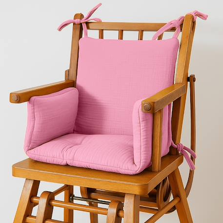 Coussin de chaise haute en coton bio Blanc+Fraise+Honey+Rose+Vert+Vichy 21 - vertbaudet enfant 