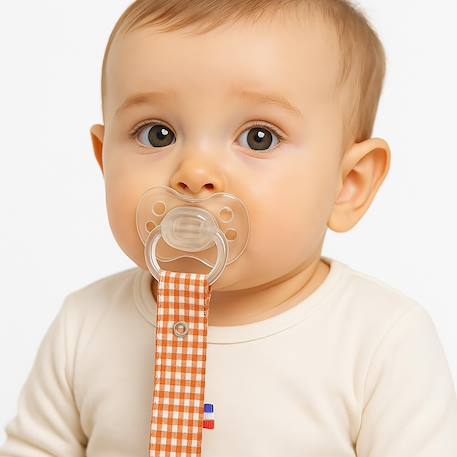Attache tétine en coton bio Blanc+Fraise+Honey+Rose+Vert+Vichy 33 - vertbaudet enfant 