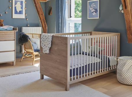 Lit bébé évolutif 70x140 nino Chêne & blanc 1 - vertbaudet enfant 