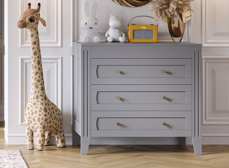 Commode 3 tiroirs milenne Blanc+Gris 6 - vertbaudet enfant 