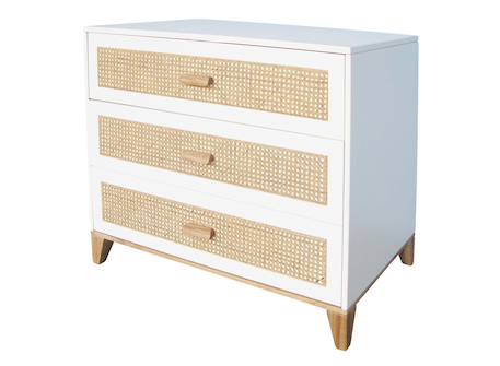 Commode 3 tiroirs cannage rotin nami Blanc 3 - vertbaudet enfant 