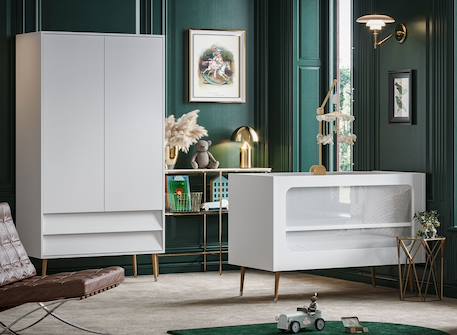 Armoire 2 portes 2 tiroirs bosque Blanc+Chêne vintage 3 - vertbaudet enfant 