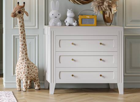Commode 3 tiroirs milenne Blanc+Gris 1 - vertbaudet enfant 